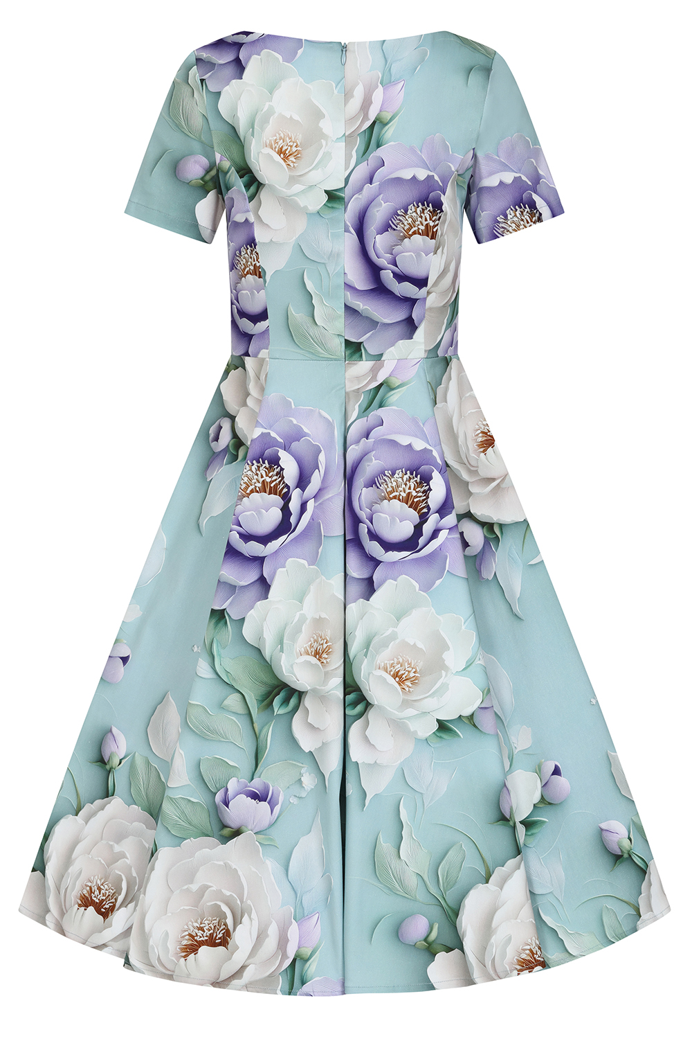 Lavender Peony Swing Dress in Plus Size